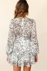 Kerry Layered Balloon Sleeve Dress Flower Print White