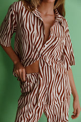 Just A Hunch Button Shirt Zebra Brown