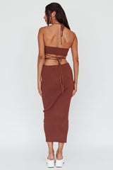 Rue Rose Accent Ribbed Knit Midi Dress Coco