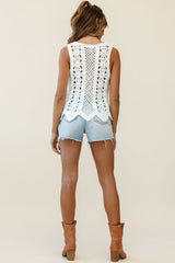 Kinsey Intricate Knit Sleeveless Top White